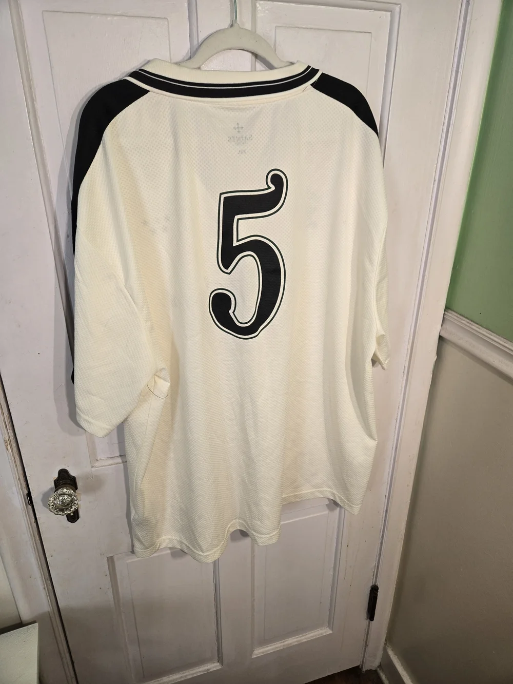 Men's Cream Polo Soccer Jersey with Black Trim Size 3X